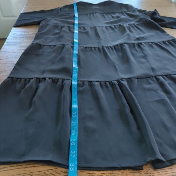 J. Jill Wearever Collection Black Shirt Dress M Button Front Ruffle Tiered Back - Picture 16 of 16